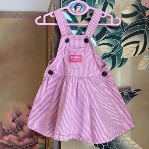 Vintage OshKosh Bgosh pink engineer stripe dress made in USA sz 2t